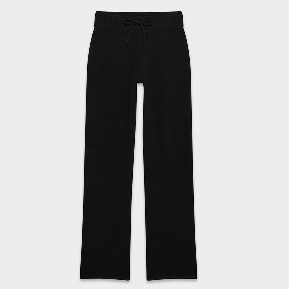 TNA Aritzia Black Britton Wide Leg Sweatpants NWT Sold Out Online Wool Mid Rise